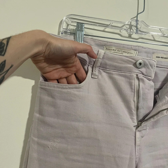 Pilcro by Anthropology Women Size 30 Bootcut Raw Hem Lavender High Rise Pants - Picture 7 of 12